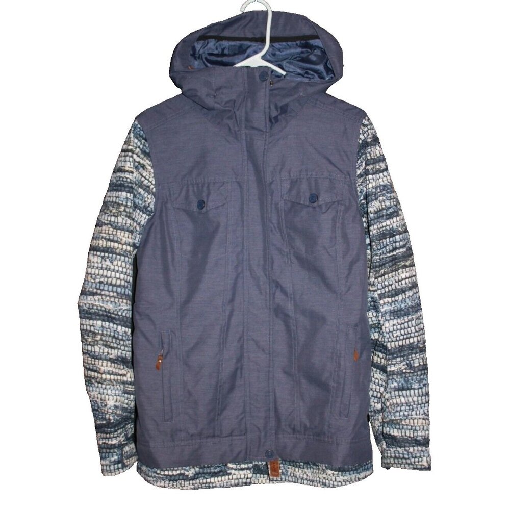 ROXY Snowboard & Ski Hooded Jacket Blue & White Dry Flight Women’s Size Small S